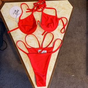 Red Princess Polly strappy underwire bikini